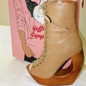Jeffrey Campbell Laced Wood Grain Platform Boots